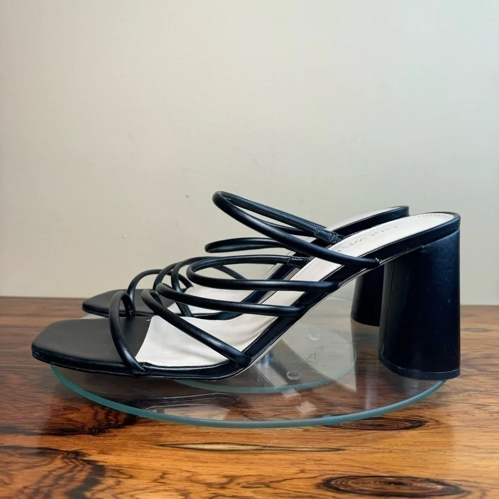 NINE WEST Strappy Open Toe Heel Sandals Platform Block Heels Size 13